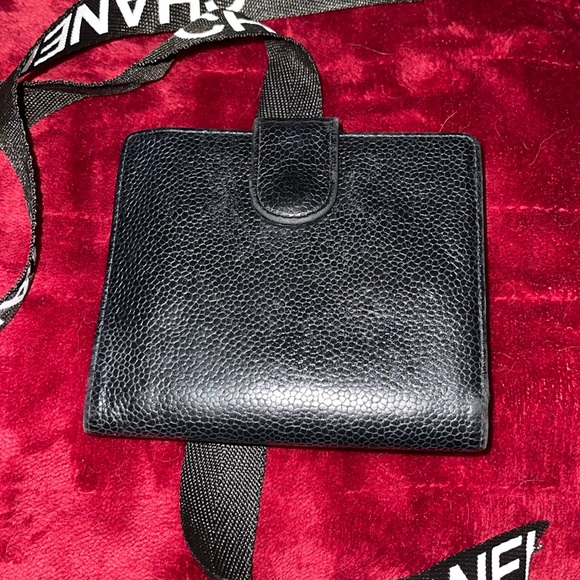 Chanel Black Caviar Leather Double Compact Wallet Vintage Gorgeous Condition - Picture 3 of 15